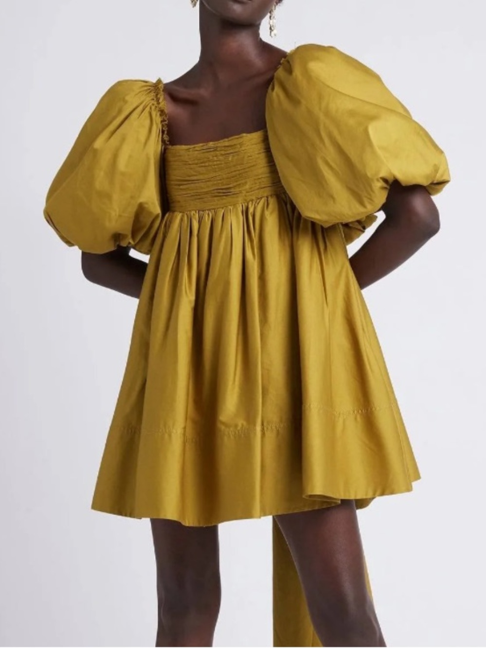 Aje. Casabianca Puff Sleeve Dress Mini Chartreuse Olive Color size 6